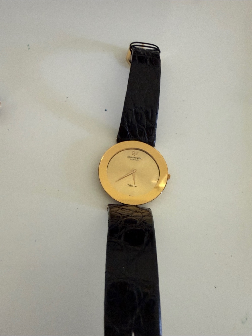 Raymond Weil Othello Gold Dial with Black Leather Strap